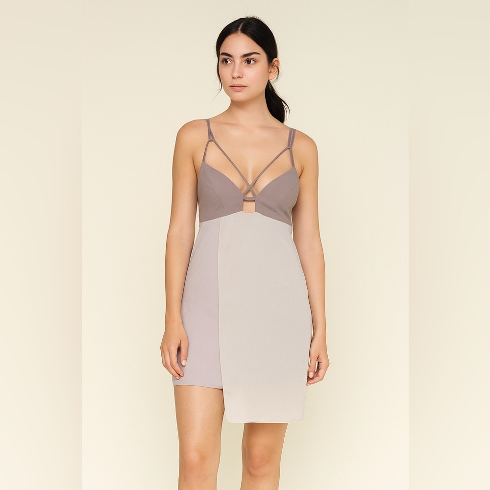 Designer boutique gorgeous Beige mini sexy dress S